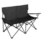 Double Take Folding Chair For Two - 7077 BLK Angle Double Take Folding Chair For Two - 7077 BLK Angle