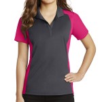 Sport-tek® Ladies' Colorblock Micropiqué Sport-wick® Polo - LST652 irongreypinkrspbrry Sport-tek® Ladies' Colorblock Micropiqué Sport-wick® Polo - LST652 irongreypinkrspbrry