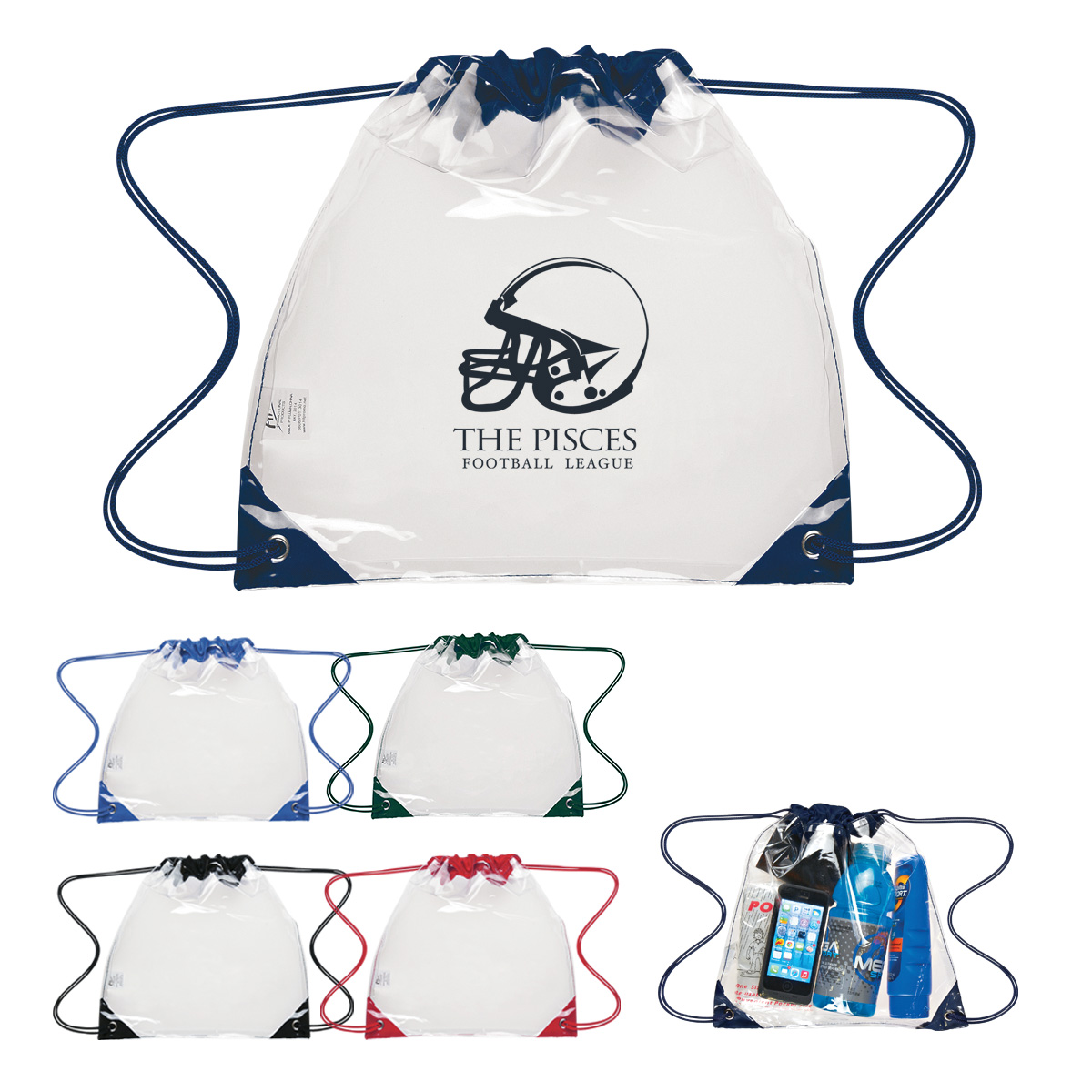 Touchdown Clear Eva Drawstring Backpack 1