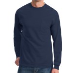 Port & Company® Tall Long Sleeve Essential Pocket Tee - PC61LSPT Navy Port & Company® Tall Long Sleeve Essential Pocket Tee - PC61LSPT Navy