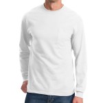 Port & Company® Tall Long Sleeve Essential Pocket Tee - PC61LSPT White Port & Company® Tall Long Sleeve Essential Pocket Tee - PC61LSPT White
