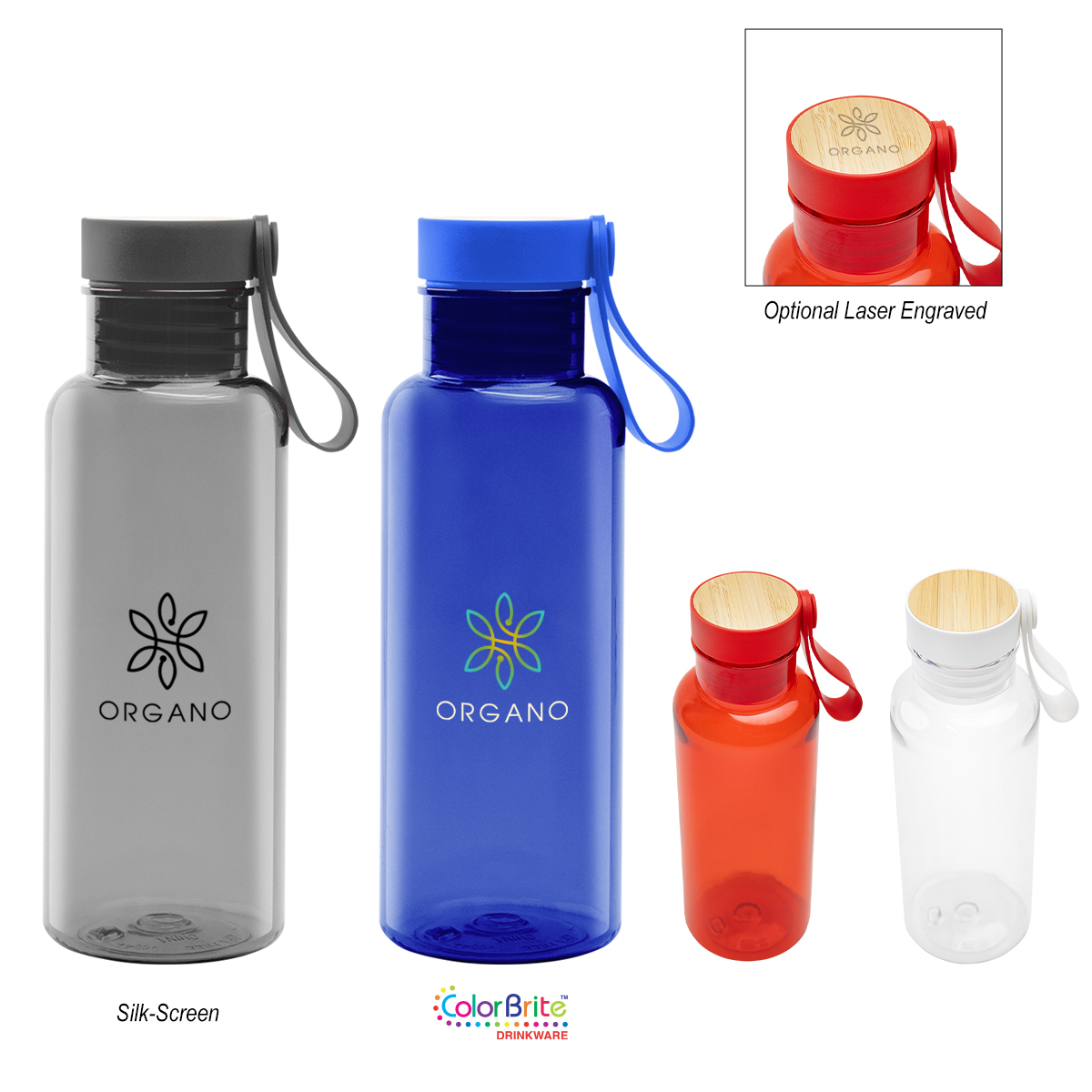 20 Oz. Case Rpet Bottle With Bamboo Accent Lid And Silicone Easy Carry Handle 1