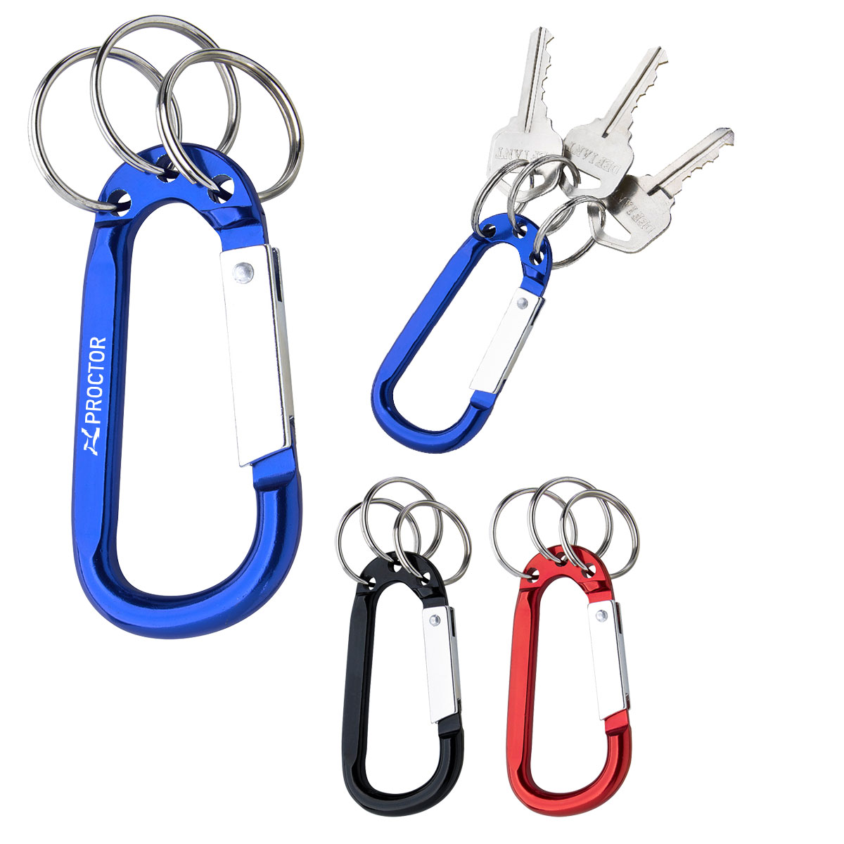8mm Carabiner With Triple Split Ring 1