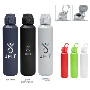 27 Oz. Travis Recycled Aluminum Bottle With Carabiner 1 27 Oz. Travis Recycled Aluminum Bottle With Carabiner 1