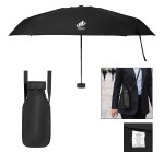 38" Arc Mini Telescopic Crossbody Umbrella With 100% Rpet Canopy - 45024 BLK Silkscreen 38" Arc Mini Telescopic Crossbody Umbrella With 100% Rpet Canopy - 45024 BLK Silkscreen