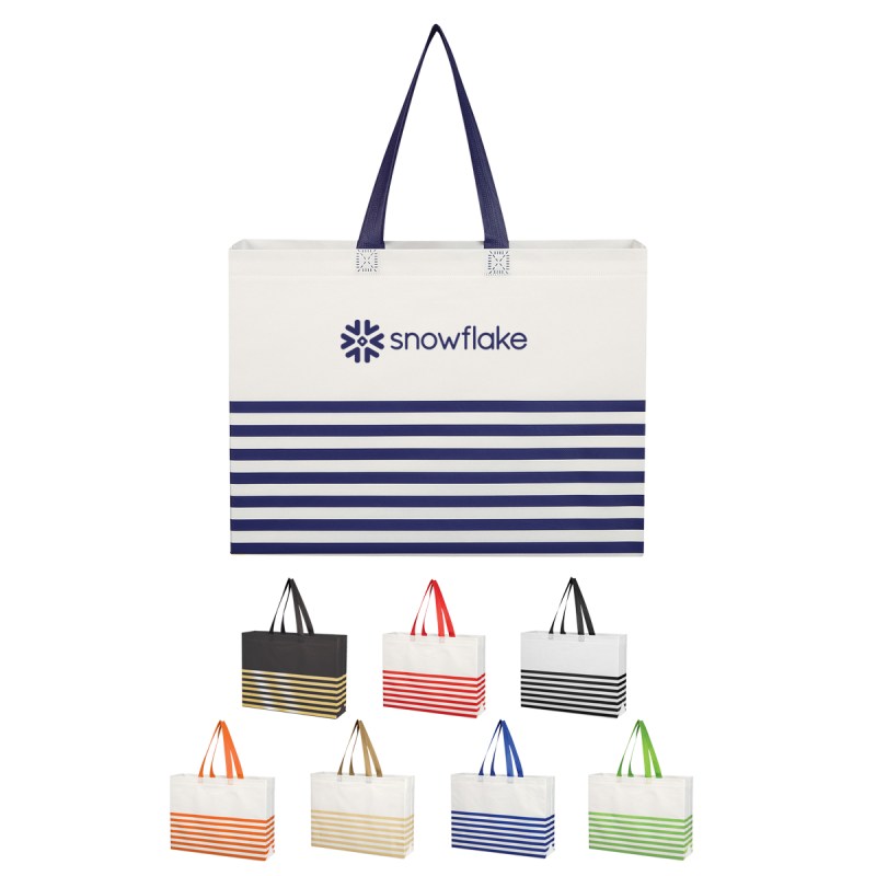 Non-woven Horizontal Stripe Tote Bag 1 Non-woven Horizontal Stripe Tote Bag 1