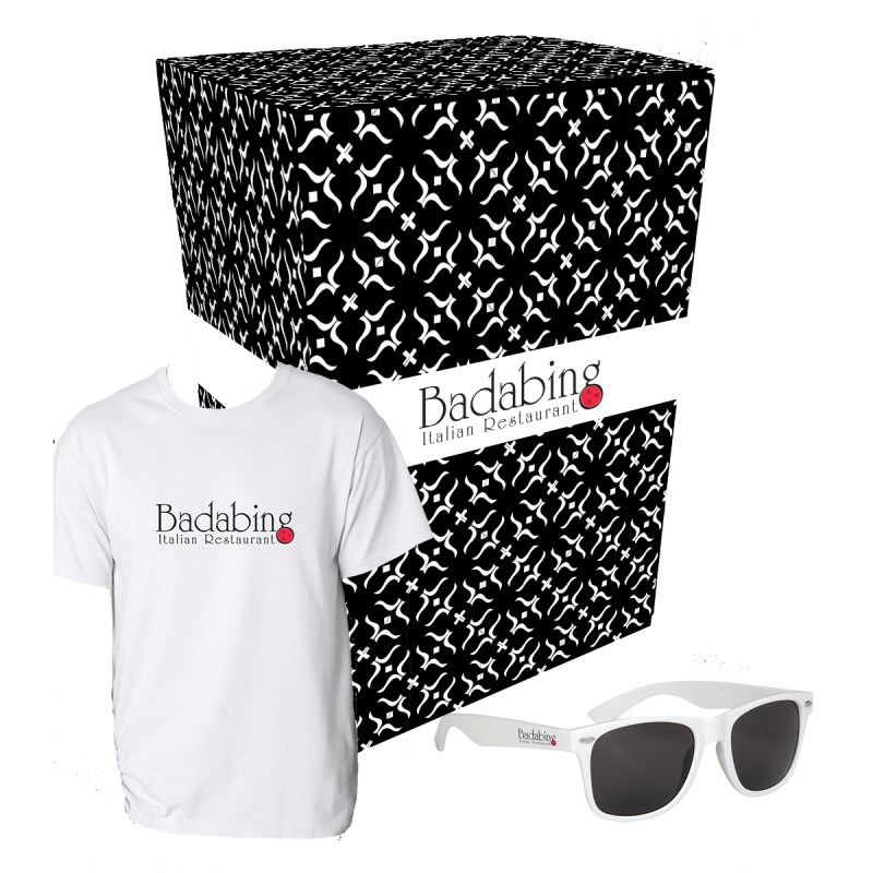 Gildan® Adult Heavy Cotton™ T-shirt And Sunglasses Combo Set With Custom 1 Gildan® Adult Heavy Cotton™ T-shirt And Sunglasses Combo Set With Custom 1