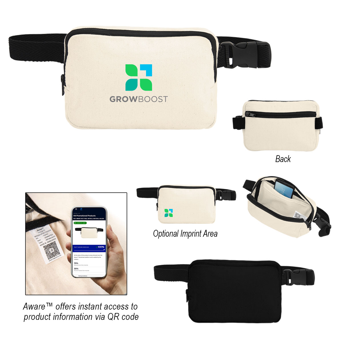 Aware™ 10 Oz. Recycled Cotton Canvas Belt Bag 1