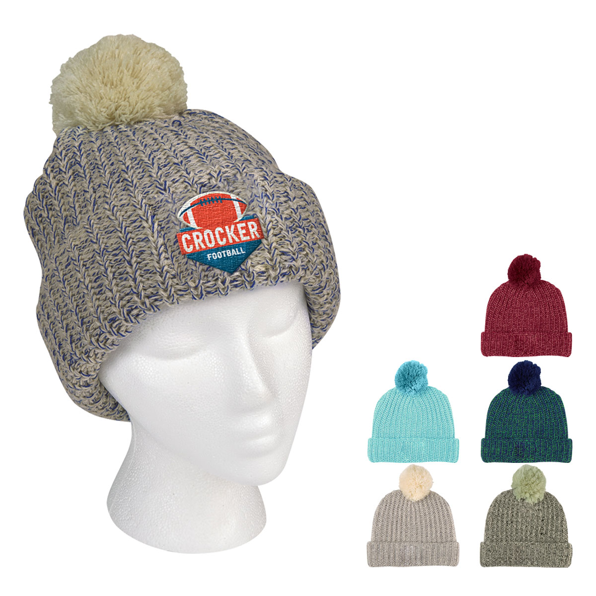 Grace Collection Pom Beanie With Cuff 1