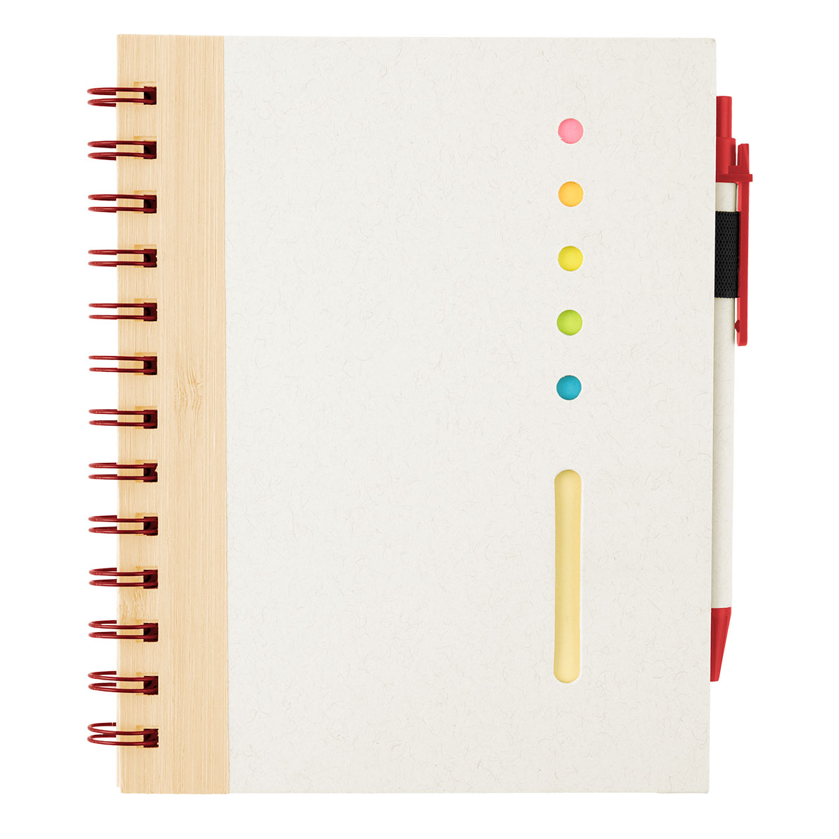 Bamboo Accent Spiral Notebook With Sticky Notes And Flags 1