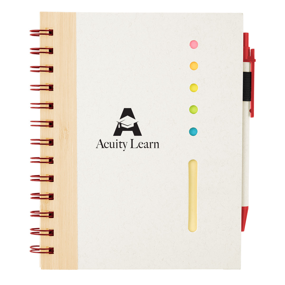 Bamboo Accent Spiral Notebook With Sticky Notes And Flags 1