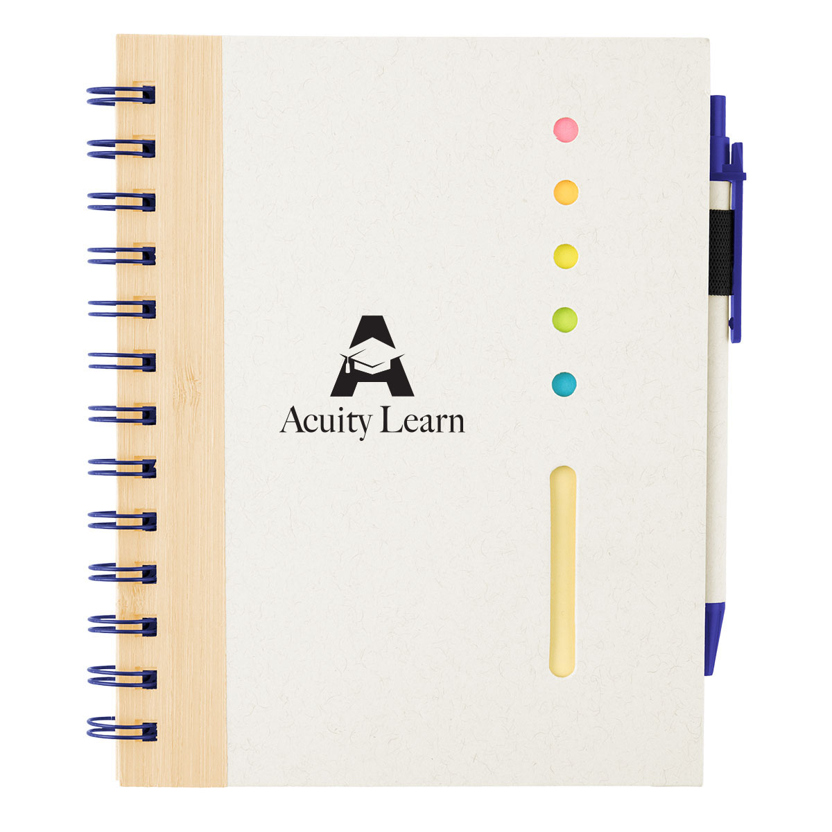 Bamboo Accent Spiral Notebook With Sticky Notes And Flags 1