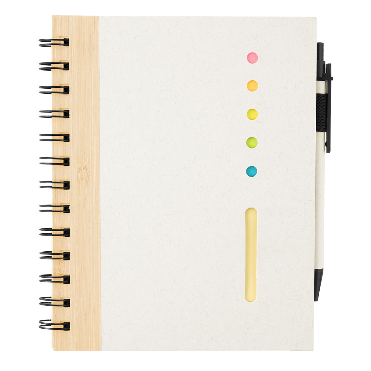 Bamboo Accent Spiral Notebook With Sticky Notes And Flags 1