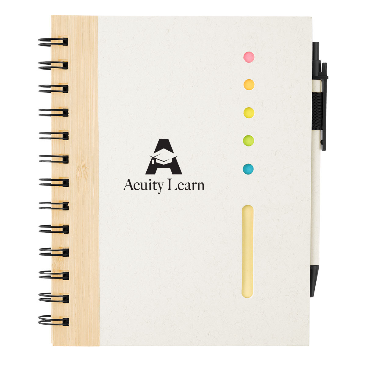 Bamboo Accent Spiral Notebook With Sticky Notes And Flags 1