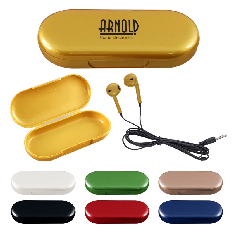 Metallic Wired Earbuds With Clamshell Case 1 Metallic Wired Earbuds With Clamshell Case 1