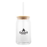 17 Oz. Soda Lime Glass Can With Bamboo Lid - 50166 CLR Silkscreen 17 Oz. Soda Lime Glass Can With Bamboo Lid - 50166 CLR Silkscreen