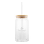 17 Oz. Soda Lime Glass Can With Bamboo Lid - 50166 CLR Etched 17 Oz. Soda Lime Glass Can With Bamboo Lid - 50166 CLR Etched