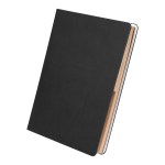 Theo Recycled Pu Notebook With Kraft Paper And Sticky Notes - 65053 FSCBLK Angle Theo Recycled Pu Notebook With Kraft Paper And Sticky Notes - 65053 FSCBLK Angle