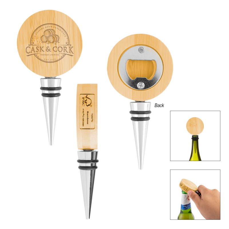 Bamboo Wine Stopper With Bottle Opener 1 Bamboo Wine Stopper With Bottle Opener 1