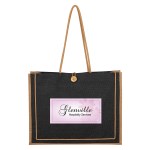Paradise Jute Tote Bag - 3622 BLK Silkscreen Paradise Jute Tote Bag - 3622 BLK Silkscreen