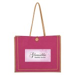 Paradise Jute Tote Bag - 3622 PNK Silkscreen Paradise Jute Tote Bag - 3622 PNK Silkscreen
