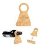Bamboo Wine Bottle Stand With Corkscrew 1 Bamboo Wine Bottle Stand With Corkscrew 1