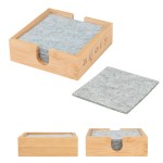 Bamboo & Recycled Felt Coaster Set - 75054 NATGRA Laser Bamboo & Recycled Felt Coaster Set - 75054 NATGRA Laser