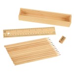 12- Piece Colored Pencil Set In Wooden Ruler Box - 457 NAT Contents 12- Piece Colored Pencil Set In Wooden Ruler Box - 457 NAT Contents