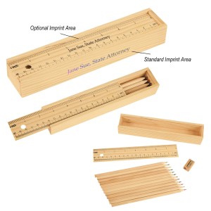12- Piece Colored Pencil Set In Wooden Ruler Box 1 12- Piece Colored Pencil Set In Wooden Ruler Box 1
