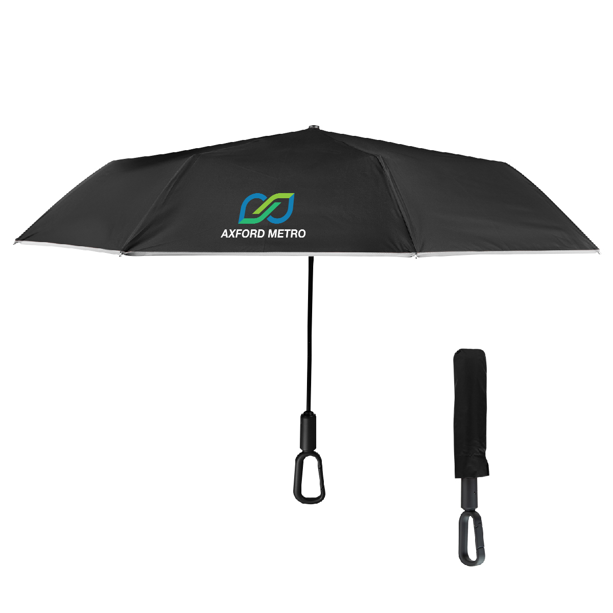 46" Arc Reflective Umbrella With Carabiner Handle 1