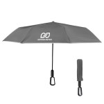 46" Arc Reflective Umbrella With Carabiner Handle - 45009 GRA Silkscreen 46" Arc Reflective Umbrella With Carabiner Handle - 45009 GRA Silkscreen