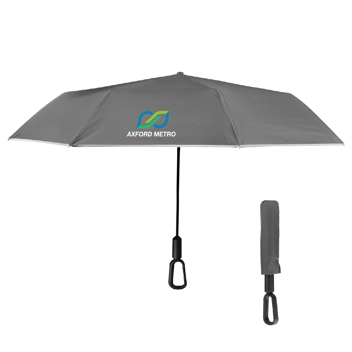 46" Arc Reflective Umbrella With Carabiner Handle 1