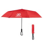 46" Arc Reflective Umbrella With Carabiner Handle - 45009 RED Silkscreen 46" Arc Reflective Umbrella With Carabiner Handle - 45009 RED Silkscreen