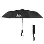 46" Arc Reflective Umbrella With Carabiner Handle - 45009 BLK Silkscreen 46" Arc Reflective Umbrella With Carabiner Handle - 45009 BLK Silkscreen