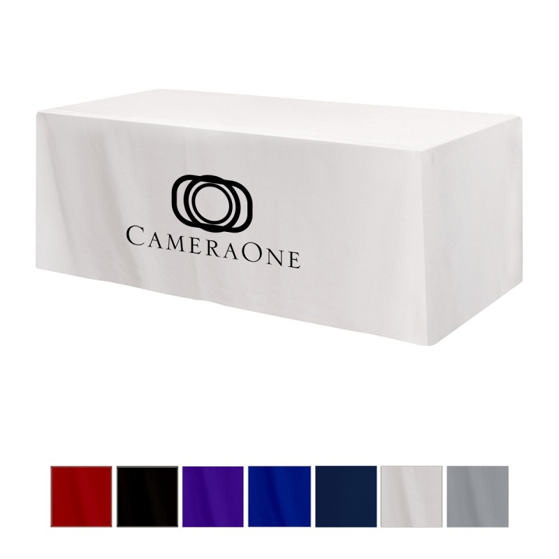 Fitted Poly/cotton 4-sided Table Cover - Fits 8%27 Standard Table 1 Fitted Poly/cotton 4-sided Table Cover - Fits 8%27 Standard Table 1