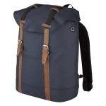 Flap Drawstring Backpack - 3441 NAVBRN Angle Blank Flap Drawstring Backpack - 3441 NAVBRN Angle Blank