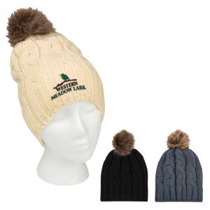 Cameron Cable Knit Pom Beanie 1 Cameron Cable Knit Pom Beanie 1