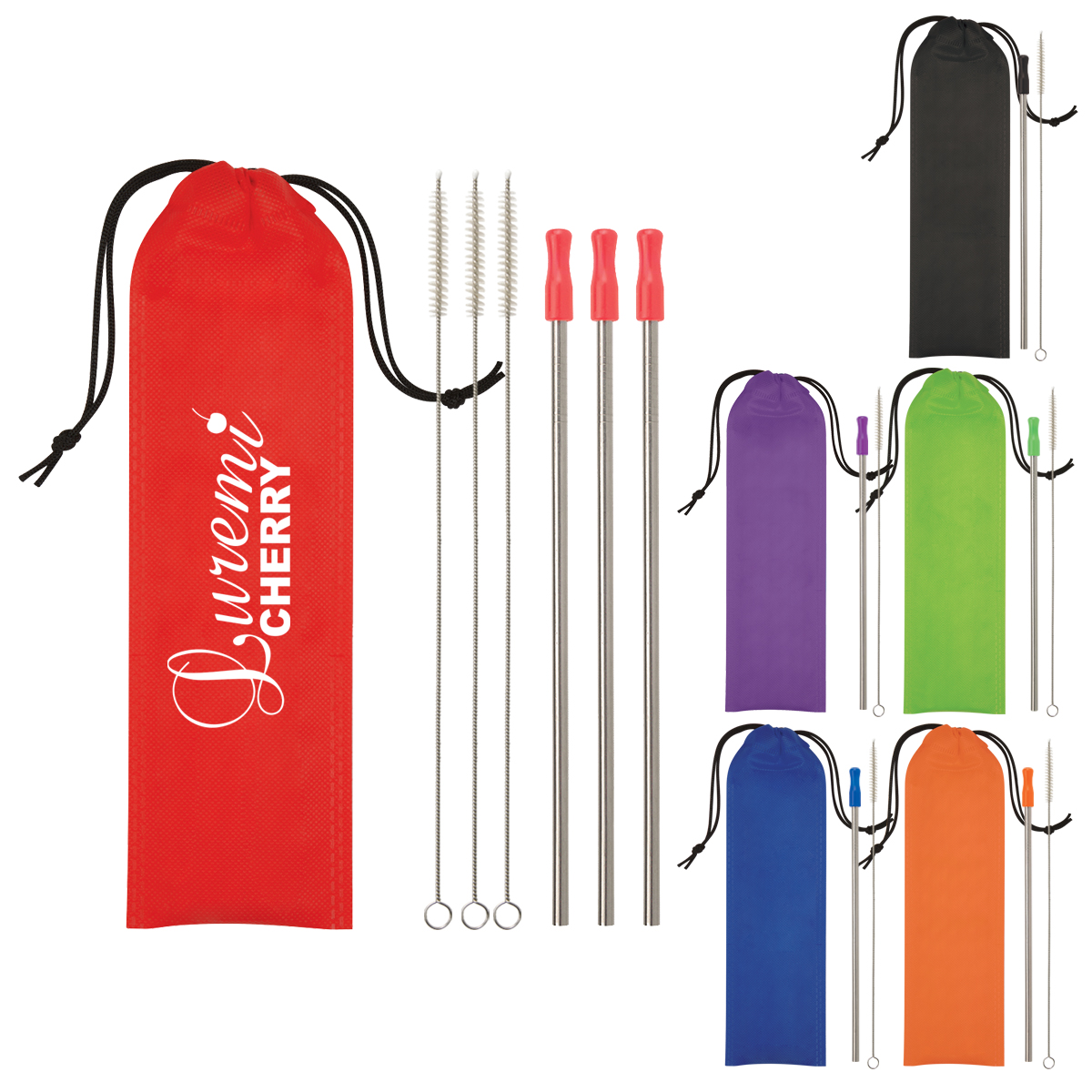 3- Pack Stainless Steel Straw Kit 1