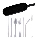 Stainless Steel Cutlery Set In Pouch - 75001 BLK Blank Stainless Steel Cutlery Set In Pouch - 75001 BLK Blank
