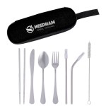 Stainless Steel Cutlery Set In Pouch - 75001 BLK Silkscreen Stainless Steel Cutlery Set In Pouch - 75001 BLK Silkscreen