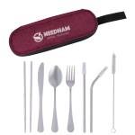 Stainless Steel Cutlery Set In Pouch - 75001 RED Silkscreen Stainless Steel Cutlery Set In Pouch - 75001 RED Silkscreen
