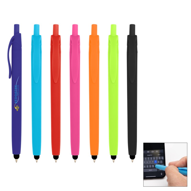 Zinnia Rubberized Pen With Stylus 1 Zinnia Rubberized Pen With Stylus 1