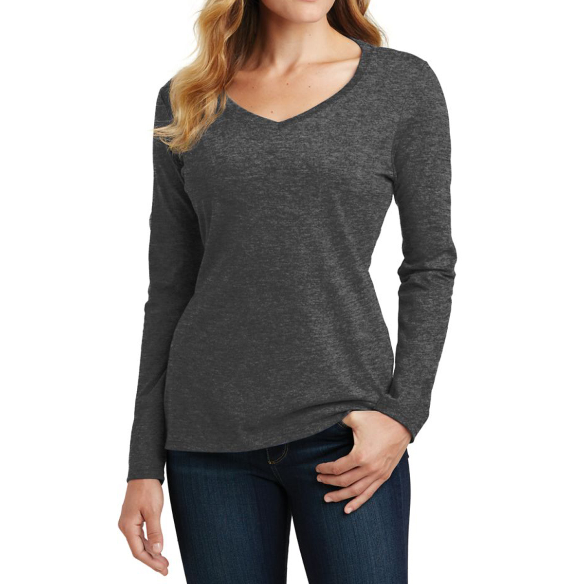Port & Company® Ladies' Long Sleeve Fan Favorite V-neck Tee 1