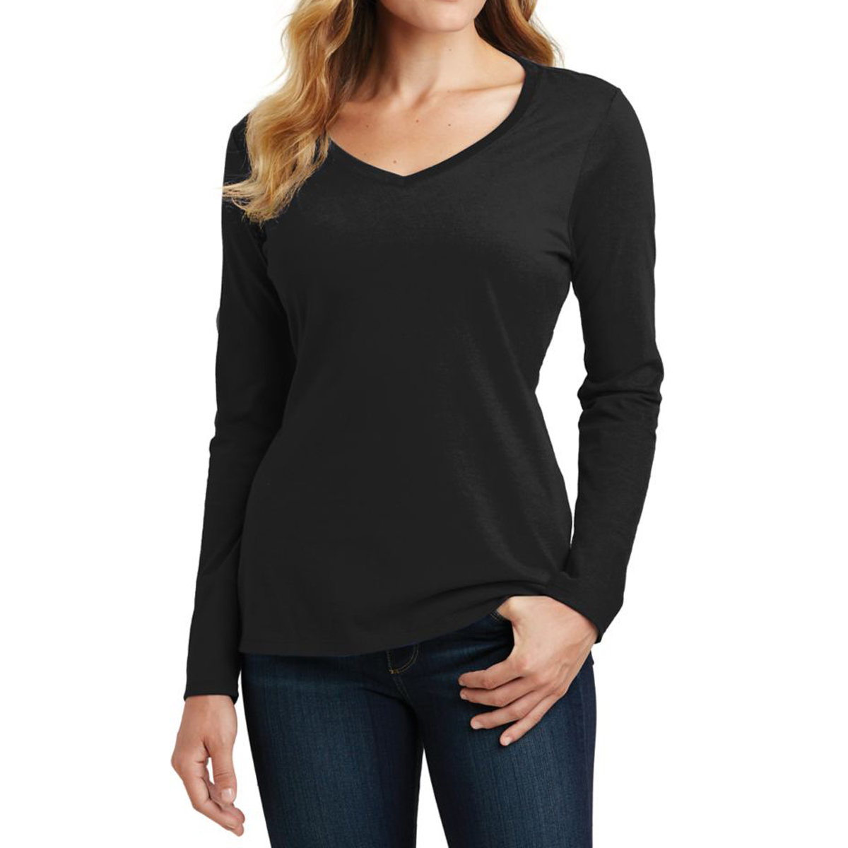 Port & Company® Ladies' Long Sleeve Fan Favorite V-neck Tee 1