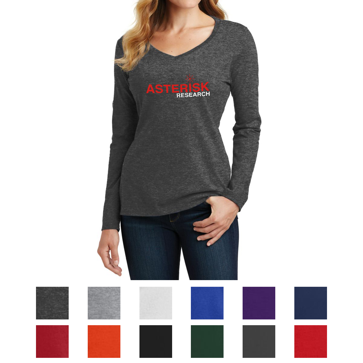 Port & Company® Ladies' Long Sleeve Fan Favorite V-neck Tee 1