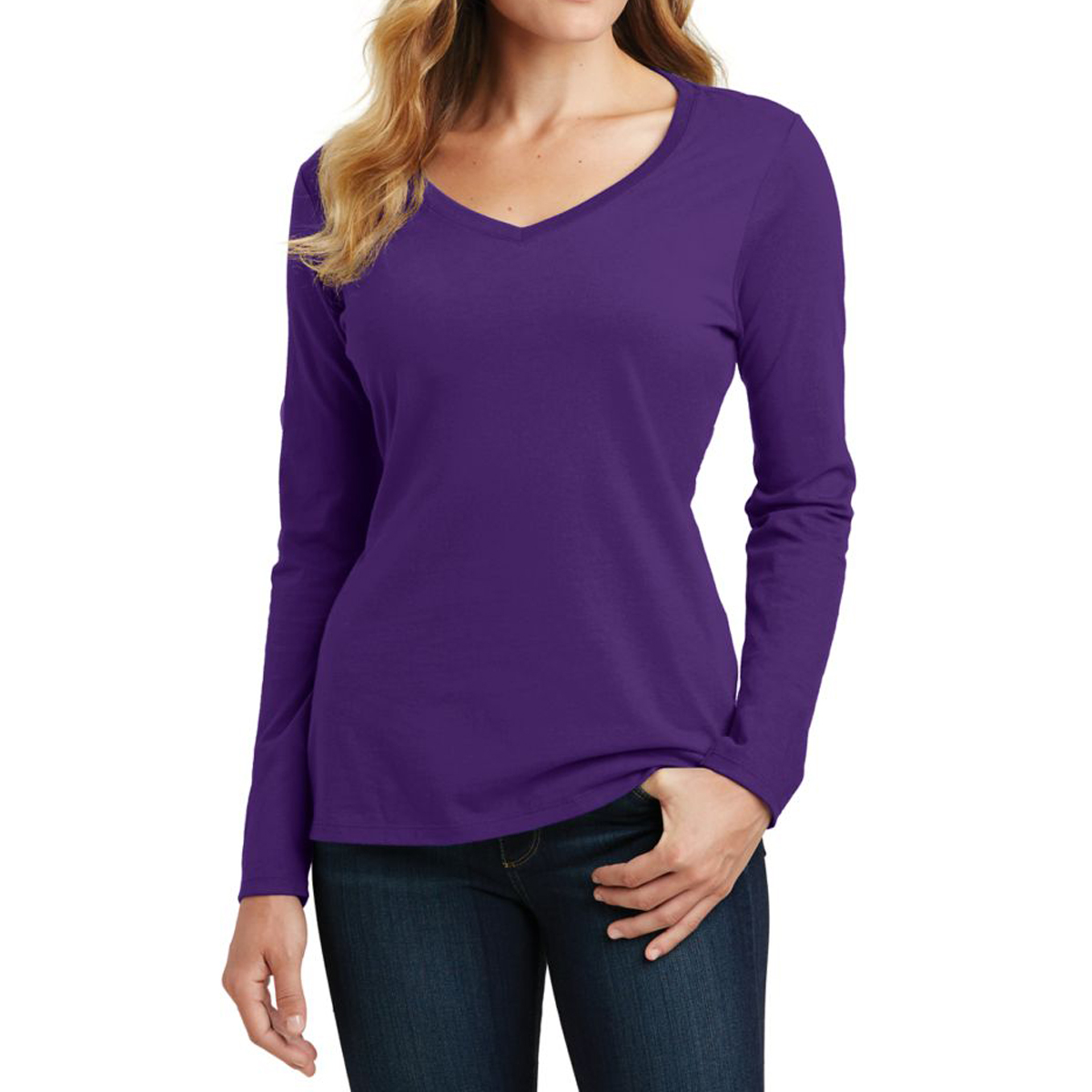 Port & Company® Ladies' Long Sleeve Fan Favorite V-neck Tee 1