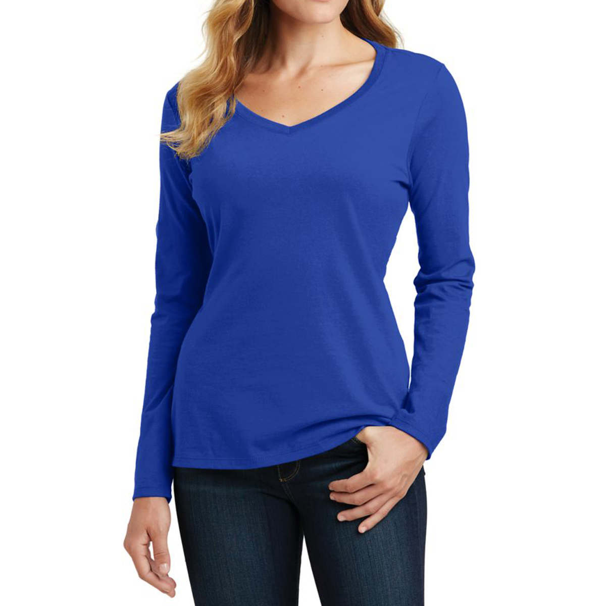 Port & Company® Ladies' Long Sleeve Fan Favorite V-neck Tee 1