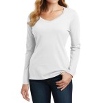 Port & Company® Ladies' Long Sleeve Fan Favorite V-neck Tee - LPC450VLS white Port & Company® Ladies' Long Sleeve Fan Favorite V-neck Tee - LPC450VLS white