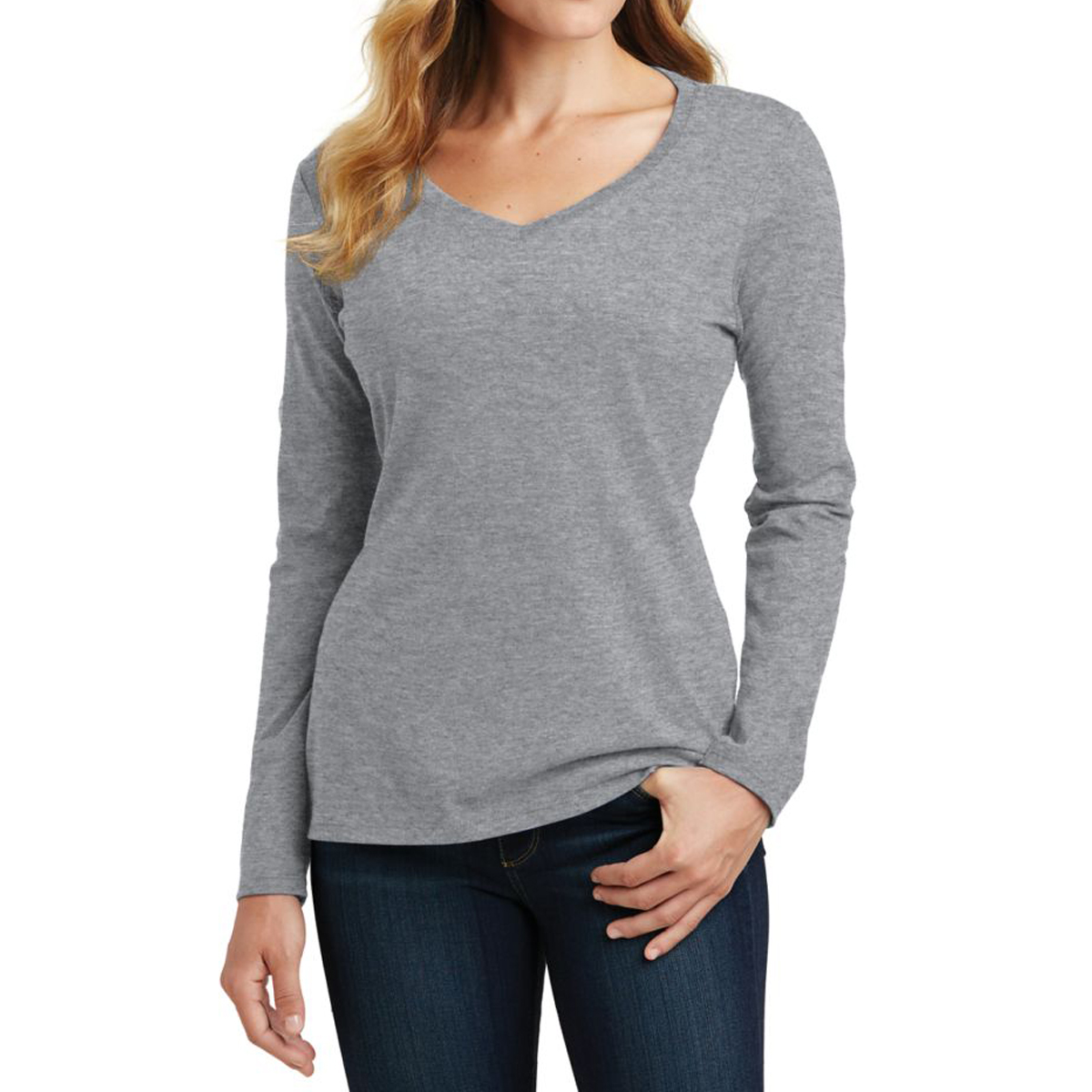 Port & Company® Ladies' Long Sleeve Fan Favorite V-neck Tee 1