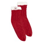 Cozy Cable Knit Slipper Socks - 15066 RED Embroidery Cozy Cable Knit Slipper Socks - 15066 RED Embroidery